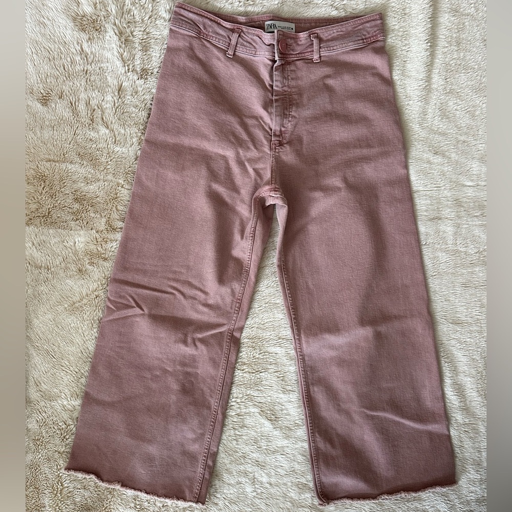 Zara Wide Leg Dusty Pink Jeans